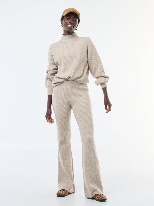 Pantalón de canalé en material suave - Kiabi