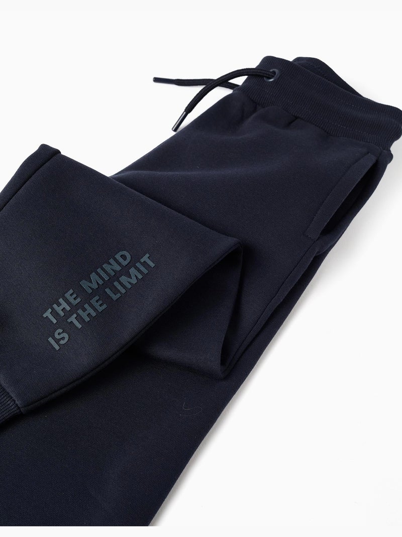 Pantalón de chándal ajustado perchado con estampado Azul oscuro - Kiabi