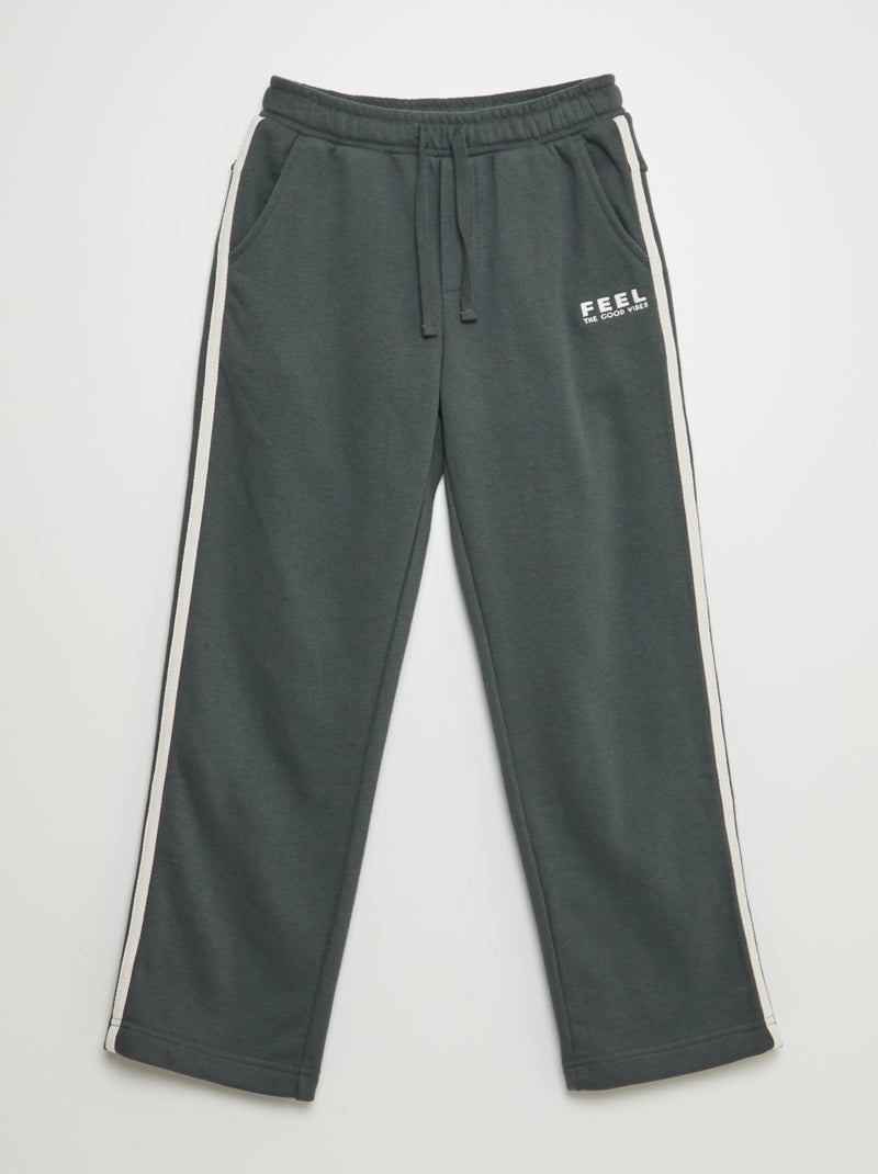 Pantalón de chándal ancho con bandas a contraste VERDE - Kiabi