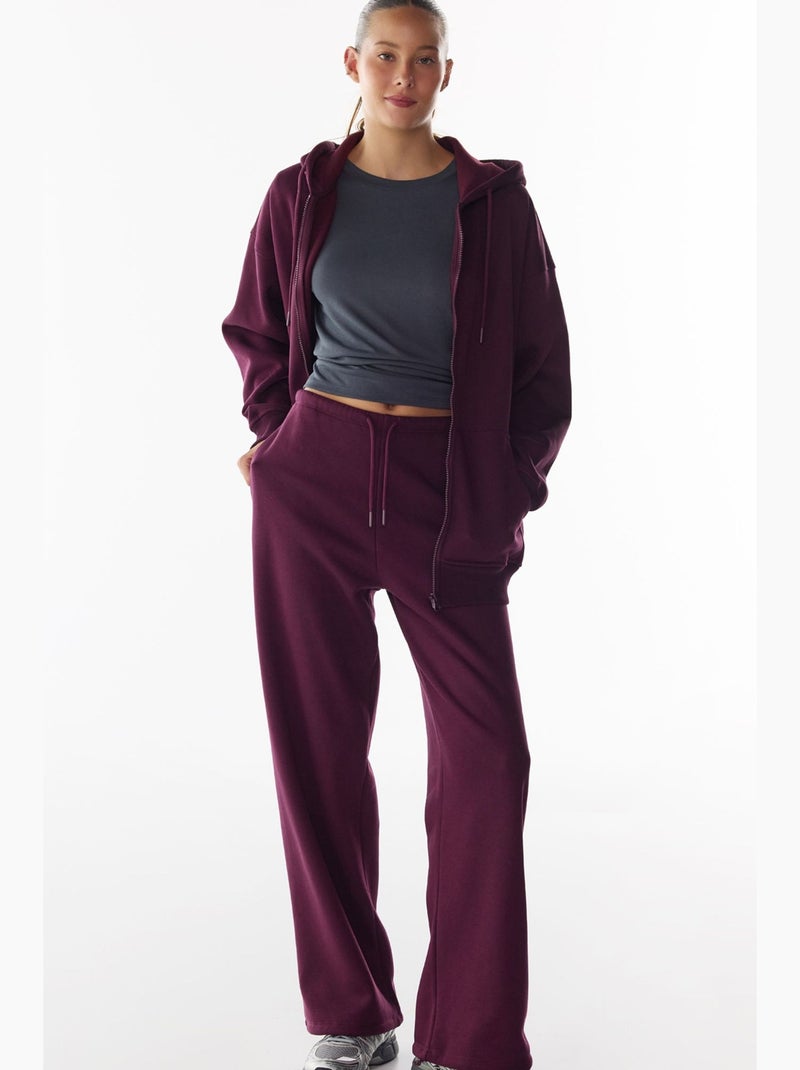 Pantalón de chándal ancho con cintura ajustable penti Rojo burdeos - Kiabi