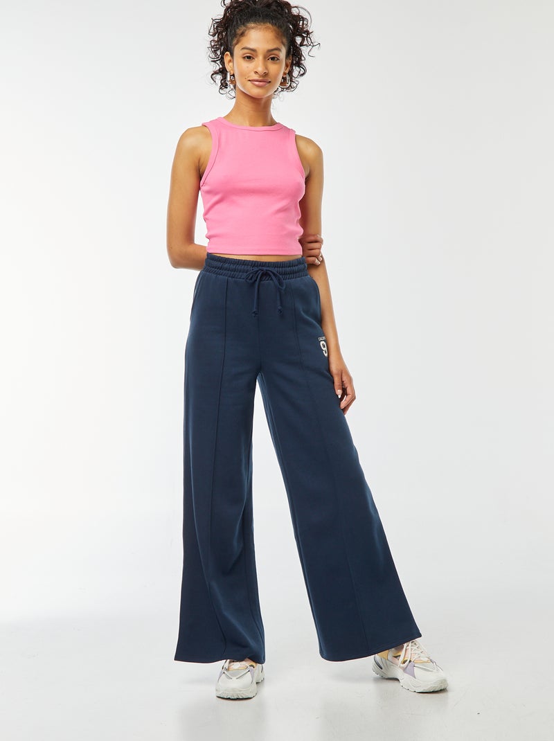 Pantalón de chándal ancho con estampado deportivo Blanco - Kiabi
