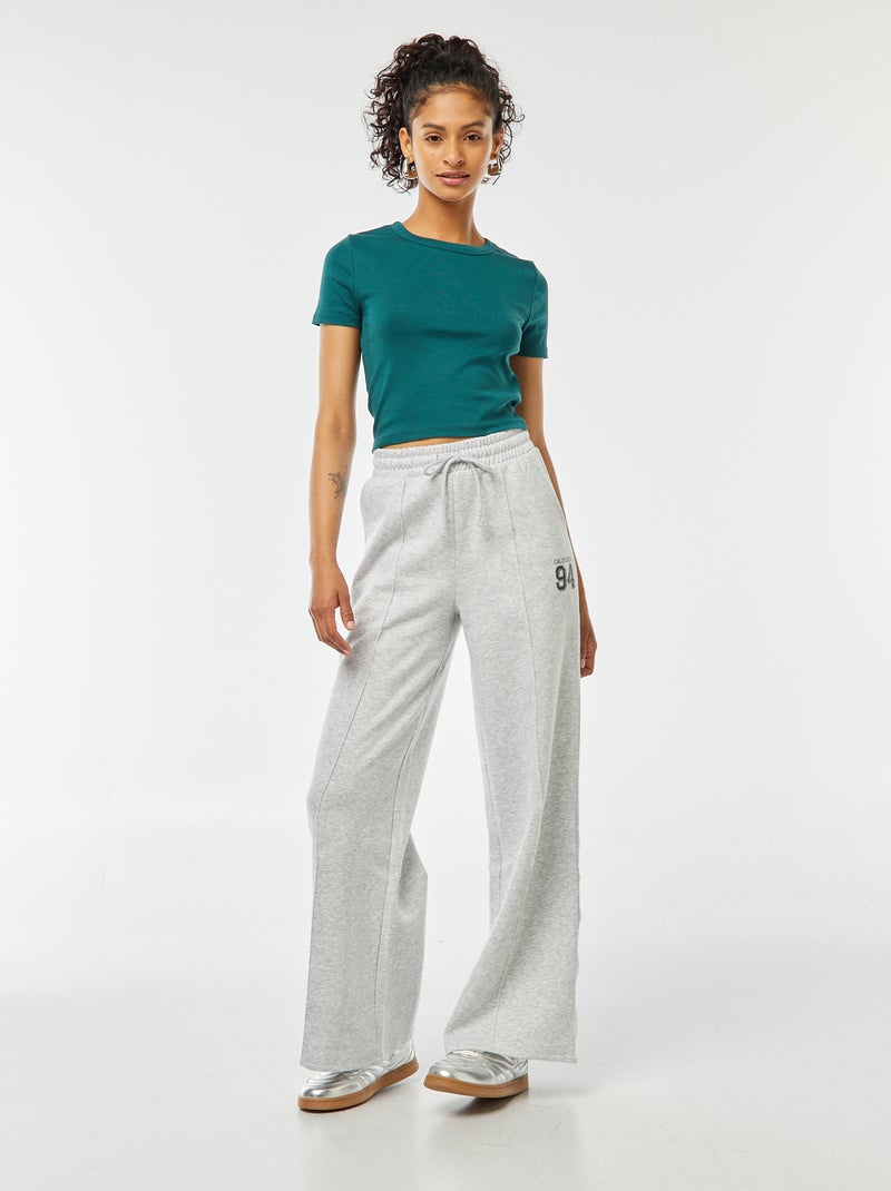 Pantalón de chándal ancho con estampado deportivo Gris - Kiabi