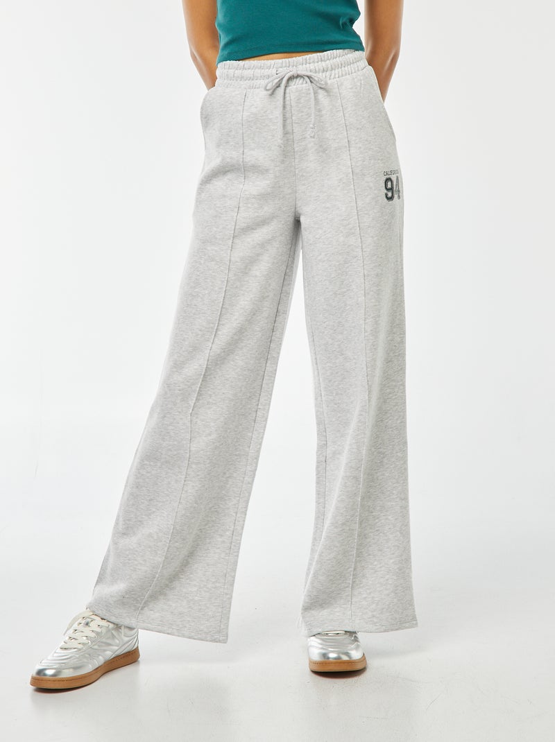 Pantalón de chándal ancho con estampado deportivo Gris - Kiabi