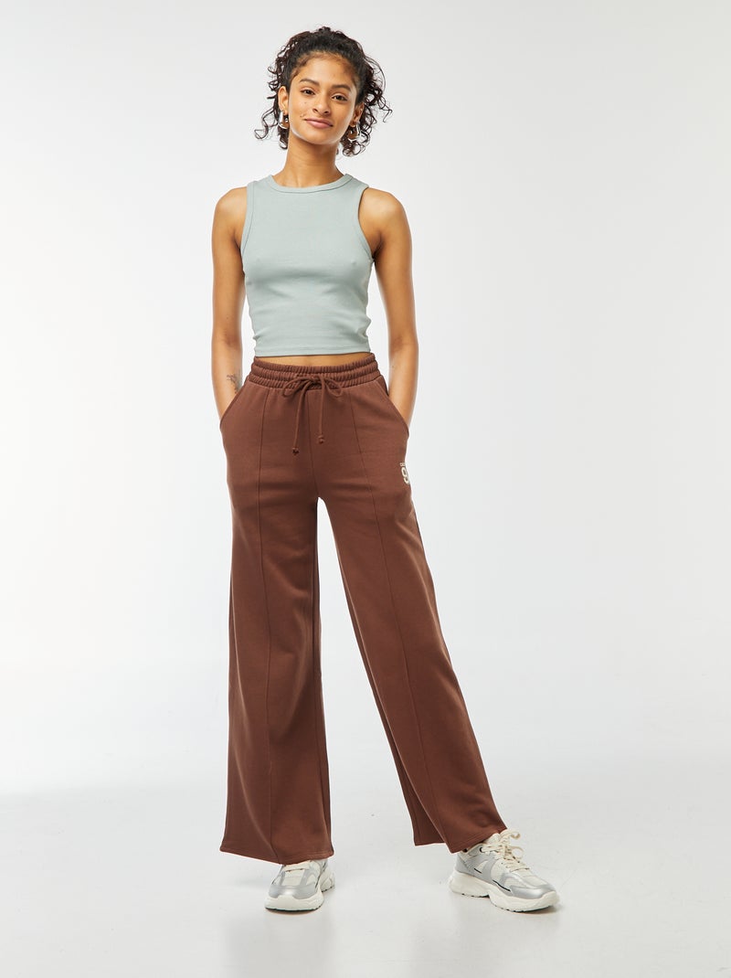 Pantalón de chándal ancho con estampado deportivo Marron - Kiabi