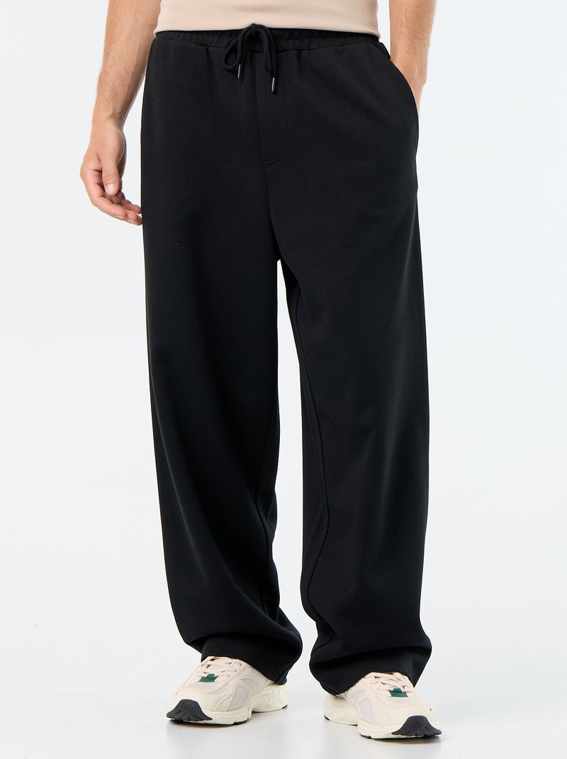 Pantalón de chándal ancho de felpa ligera Negro - Kiabi