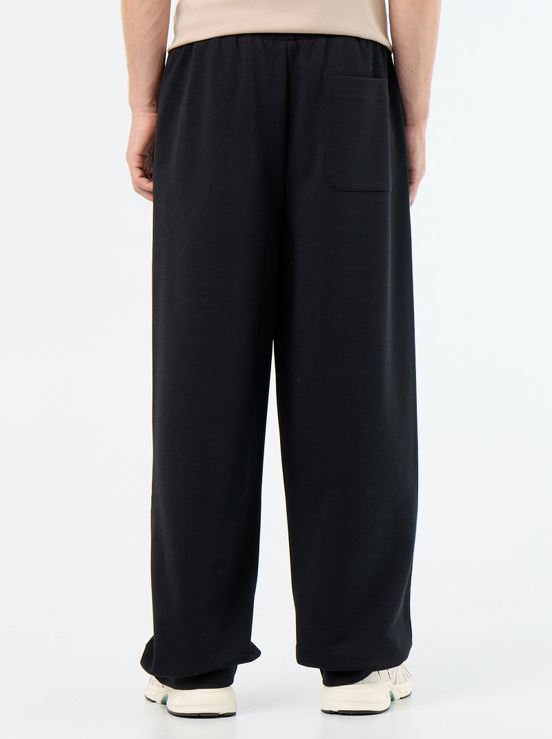 Pantalón de chándal ancho de felpa ligera Negro - Kiabi
