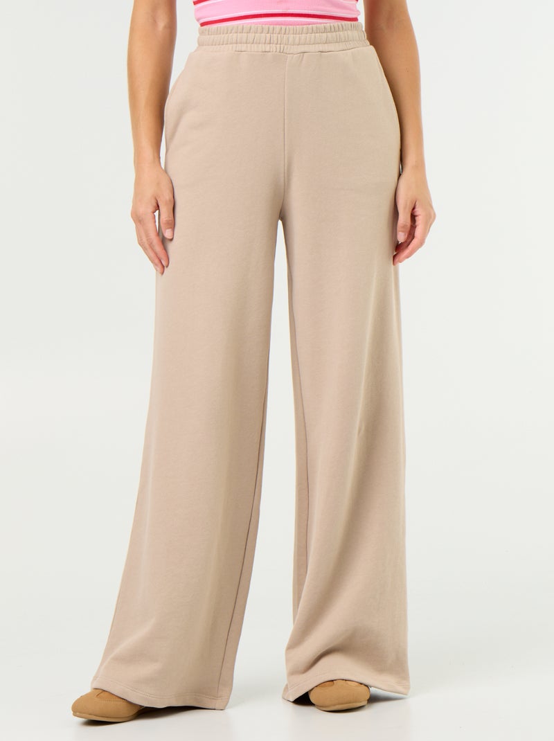 Pantalón de chándal ancho de punto grueso Beige - Kiabi