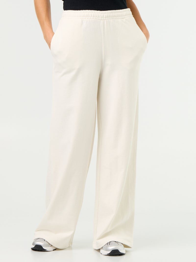 Pantalón de chándal ancho de punto grueso Blanco - Kiabi