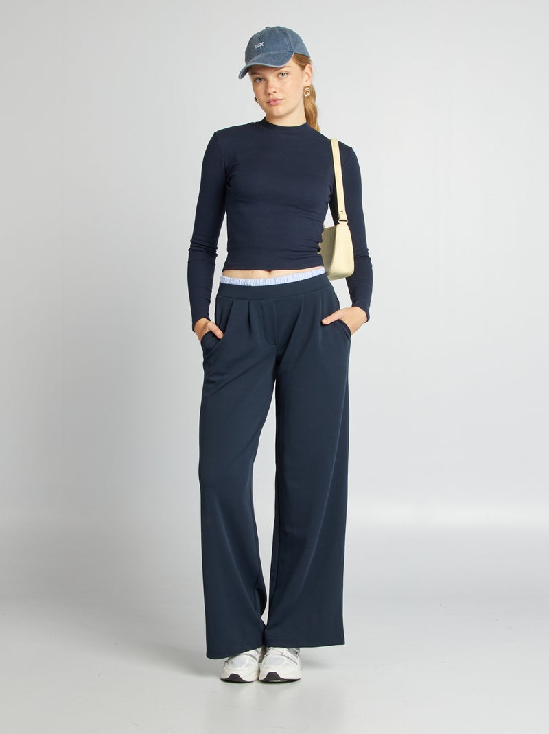 Pantalón de chándal ancho efecto boxer AZUL - Kiabi
