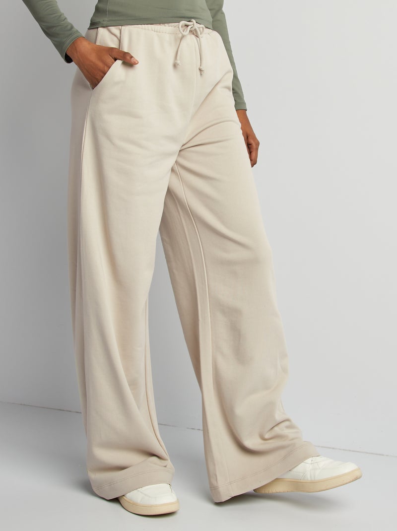 Pantalón de chándal ancho liso BEIGE - Kiabi