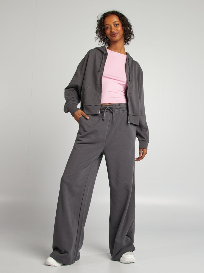 Pantalón de chándal ancho liso GRIS - Kiabi