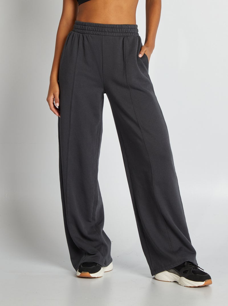 Pantalón de chándal ancho liso NEGRO - Kiabi