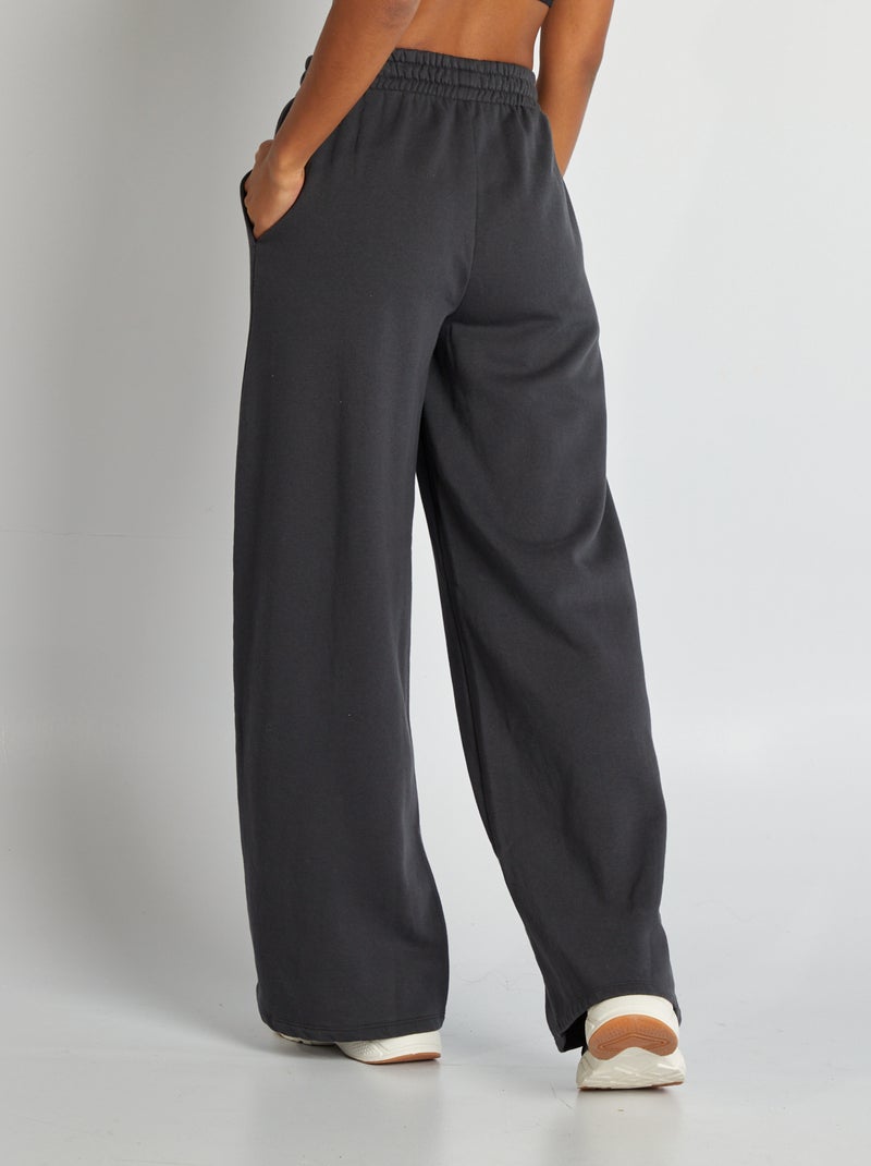 Pantalón de chándal ancho liso NEGRO - Kiabi