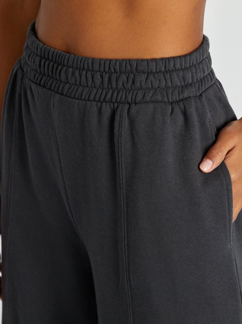 Pantalón de chándal ancho liso NEGRO - Kiabi