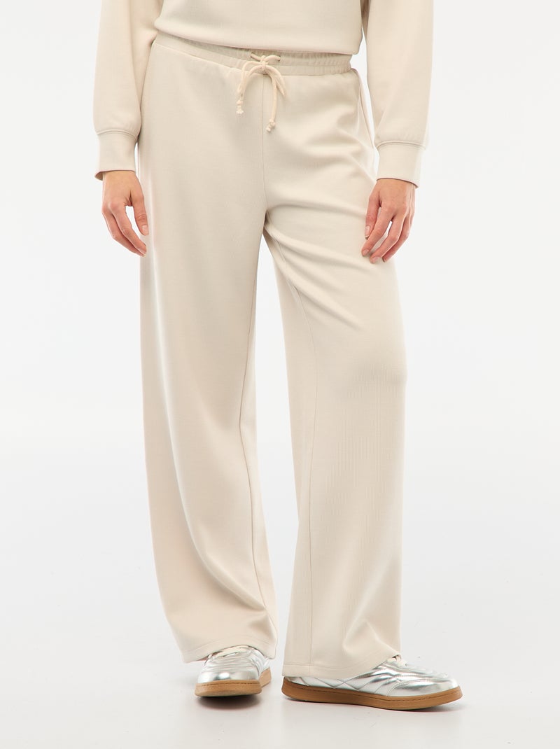 Pantalón de chándal ancho y suave Beige - Kiabi