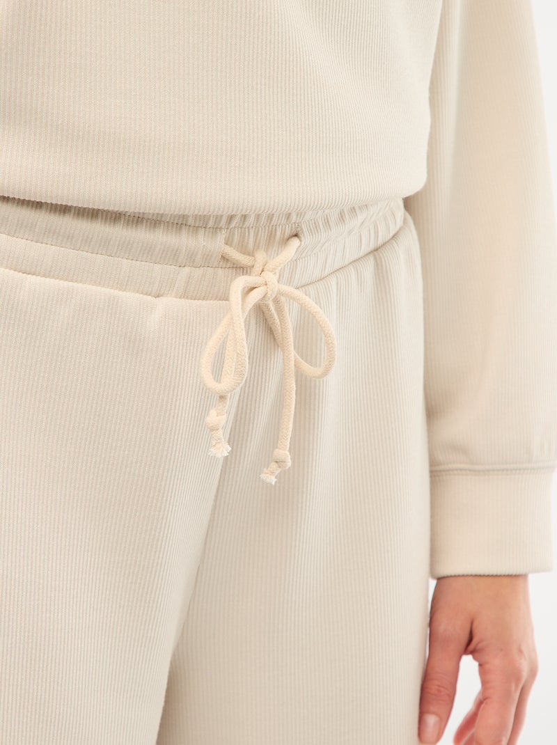 Pantalón de chándal ancho y suave Beige - Kiabi