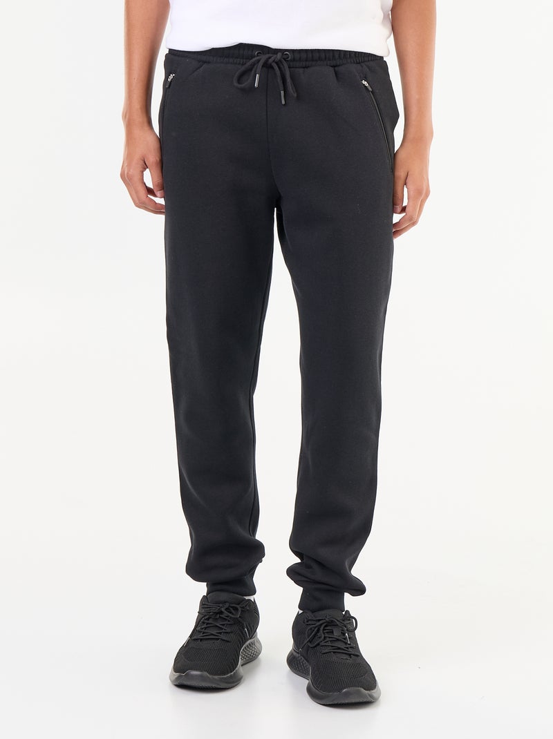 Pantalón de chándal básico liso Negro - Kiabi