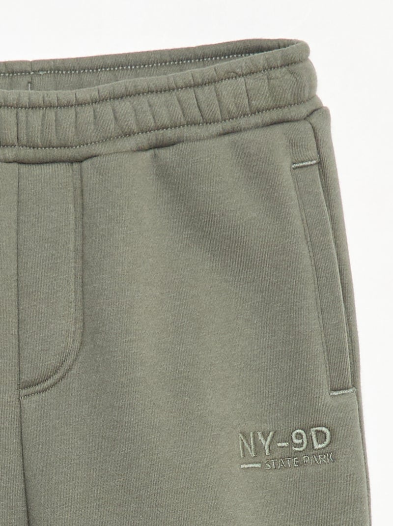 Pantalón de chándal cálido liso con forro polar Negro - Kiabi