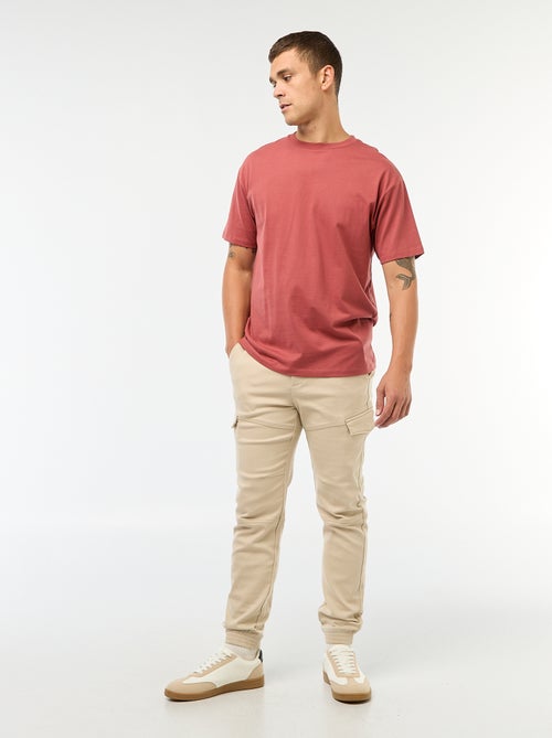 Pantalón de chándal cargo liso de algodón - Kiabi