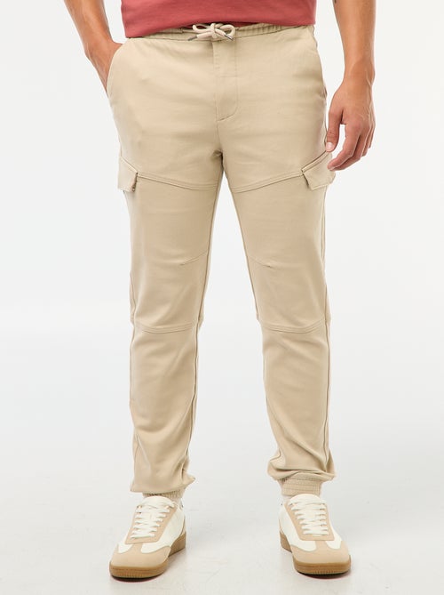 Pantalón de chándal cargo liso de algodón - Kiabi