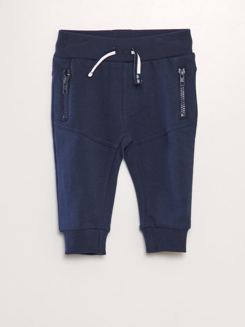 Pantalón de chándal con bolsillos de cremallera AZUL - Kiabi