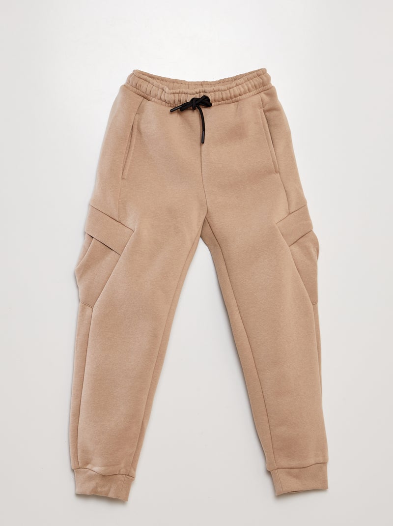 Pantalón de chándal con bolsillos laterales beige - Kiabi