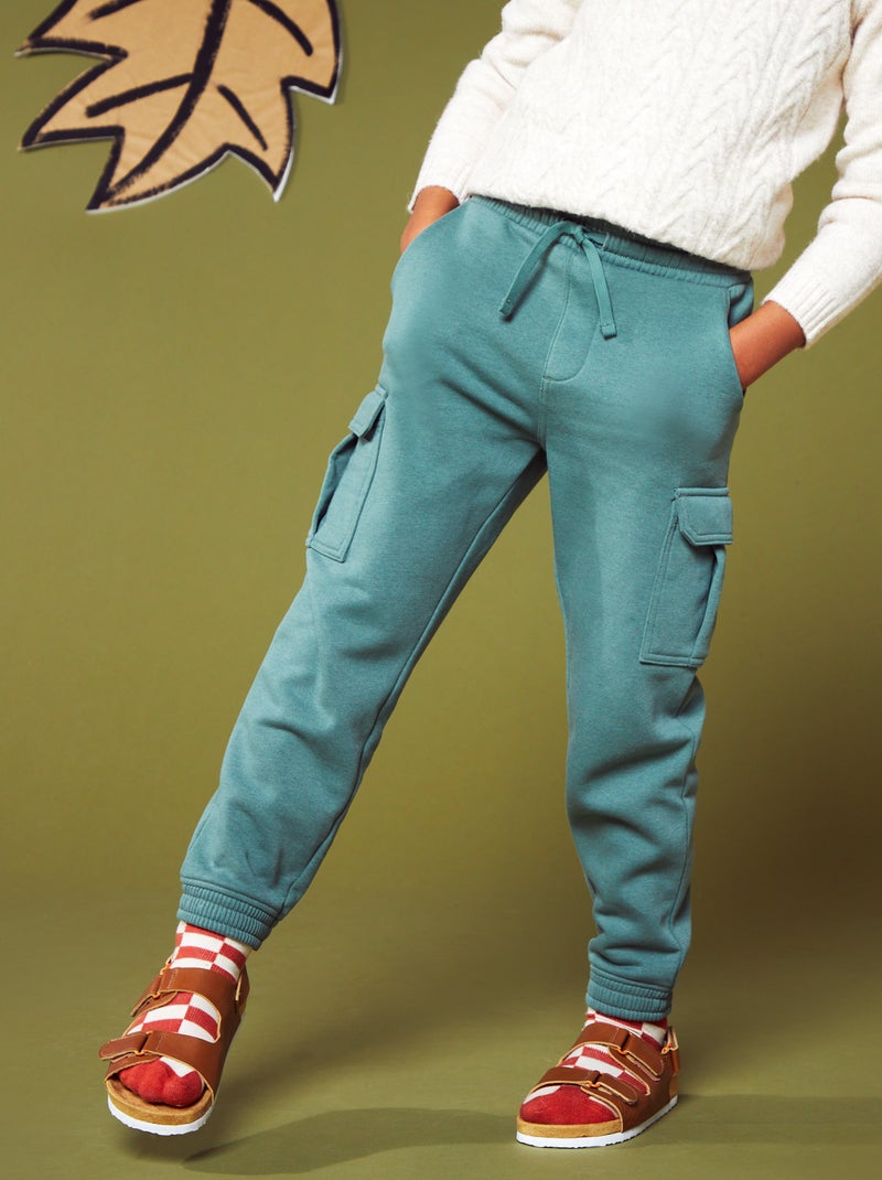 Pantalón de chándal con bolsillos verde gris - Kiabi