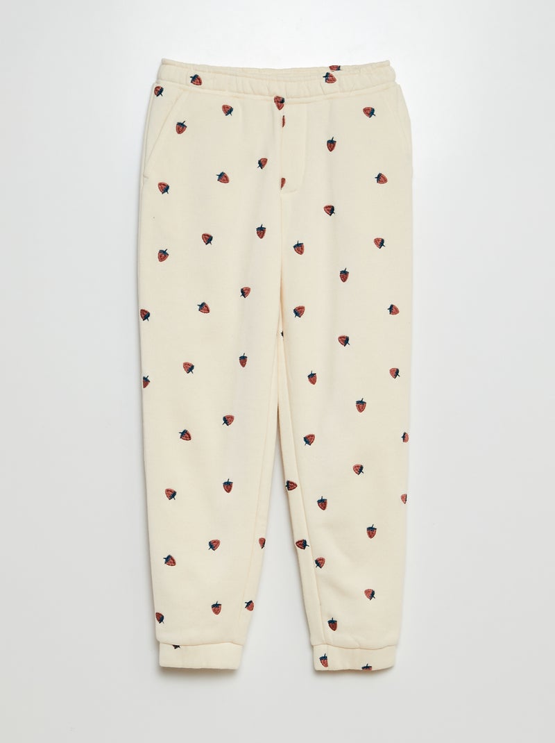 Pantalón de chándal con bordado de fresas BLANCO - Kiabi