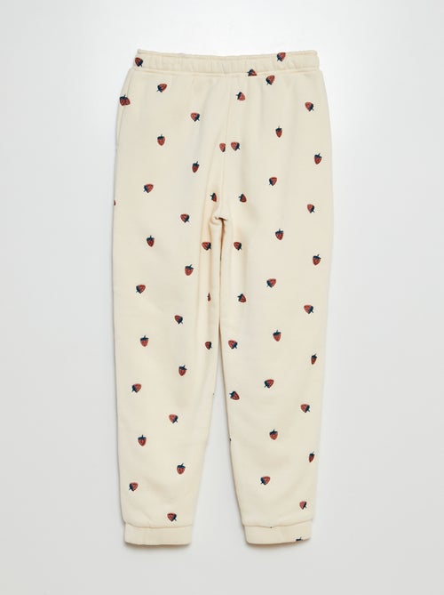 Pantalón de chándal con bordado de fresas - Kiabi