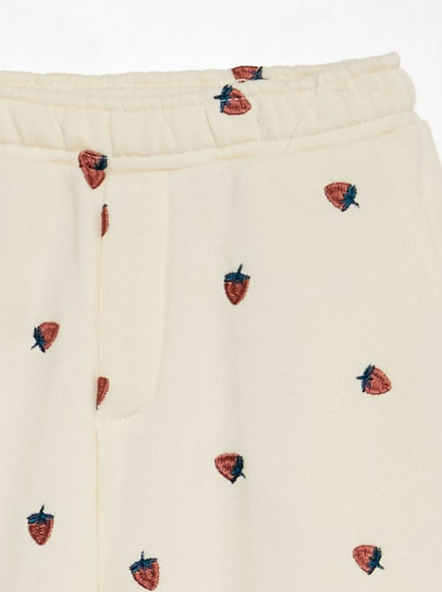 Pantalón de chándal con bordado de fresas - Kiabi