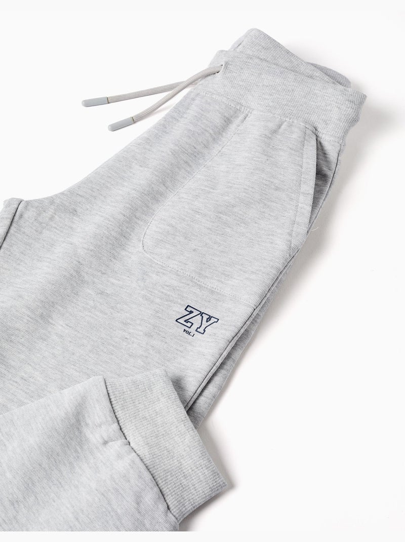 Pantalón de chándal con cordón y estampado Gris - Kiabi