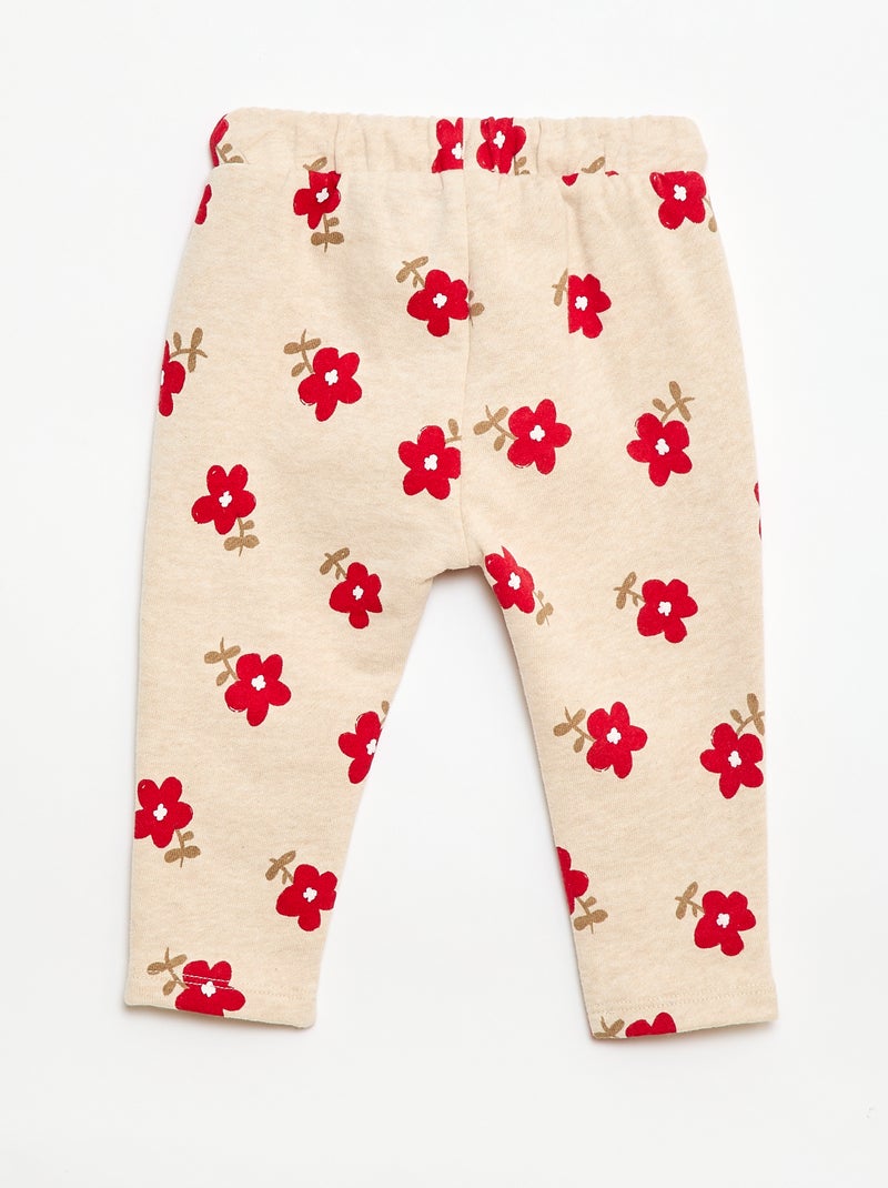 Pantalón de chándal con estampado Beige - Kiabi