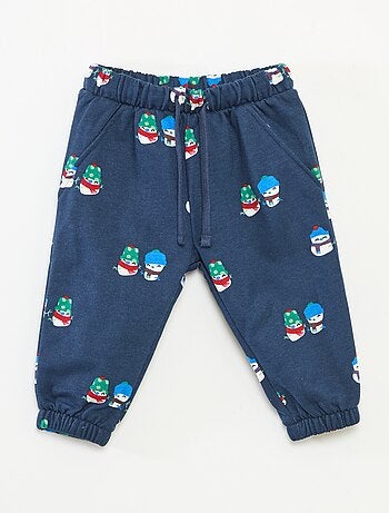 Pantalón de jogging con estampado navideño integral en polar de algodón