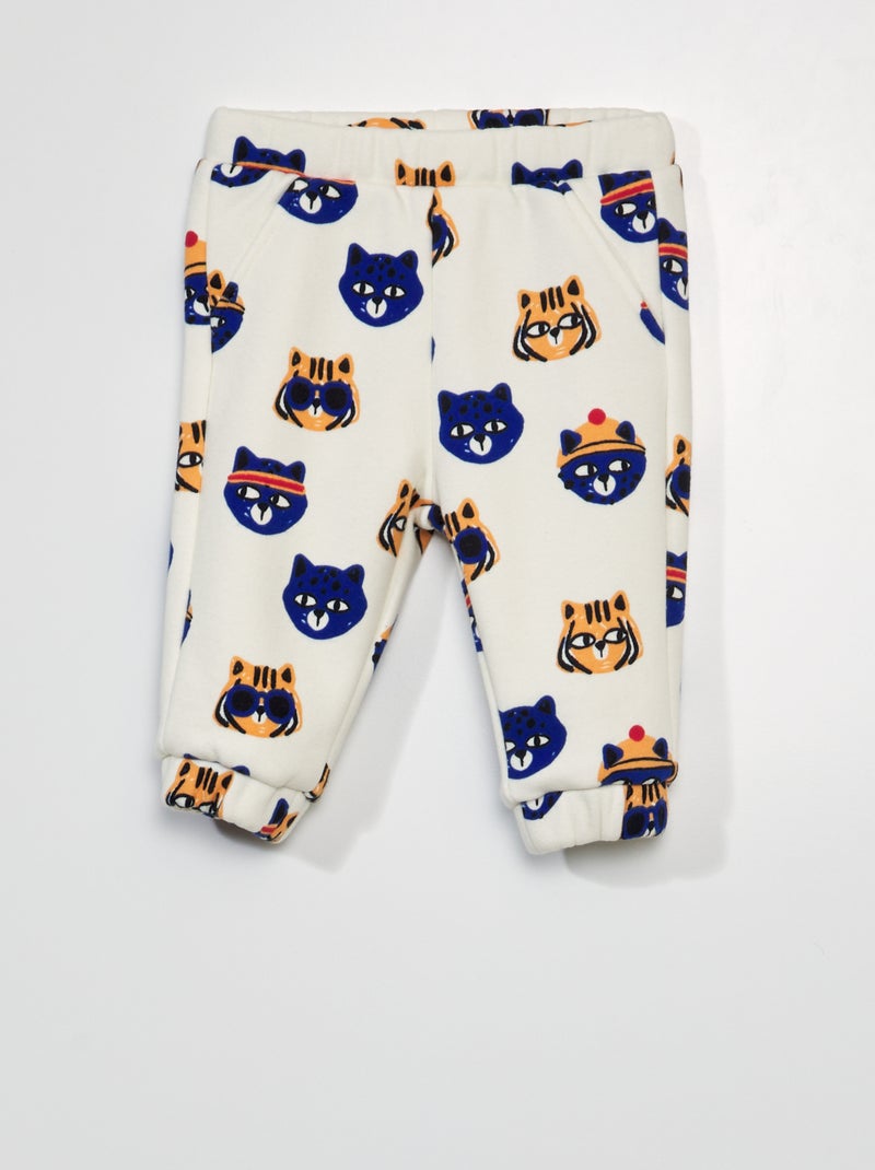 Pantalón de chándal con motivo de 'gatos' BLANCO - Kiabi