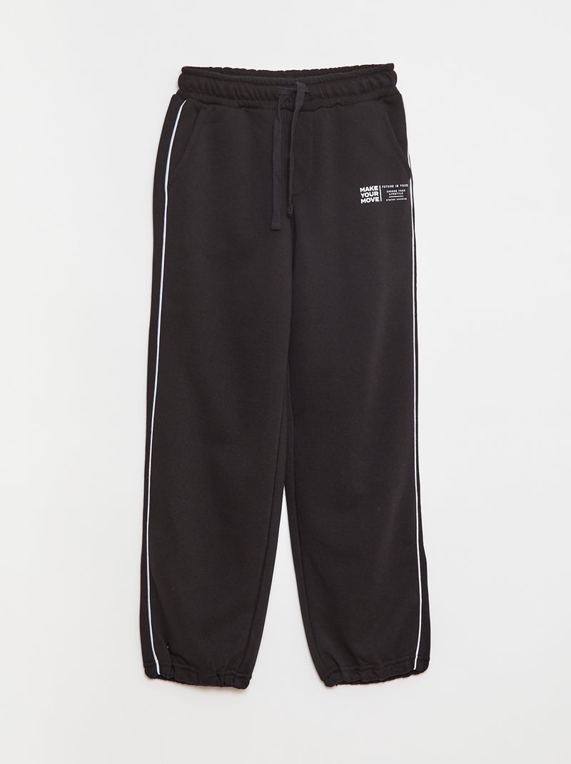 Pantalón de chándal con ribete en contraste Negro - Kiabi