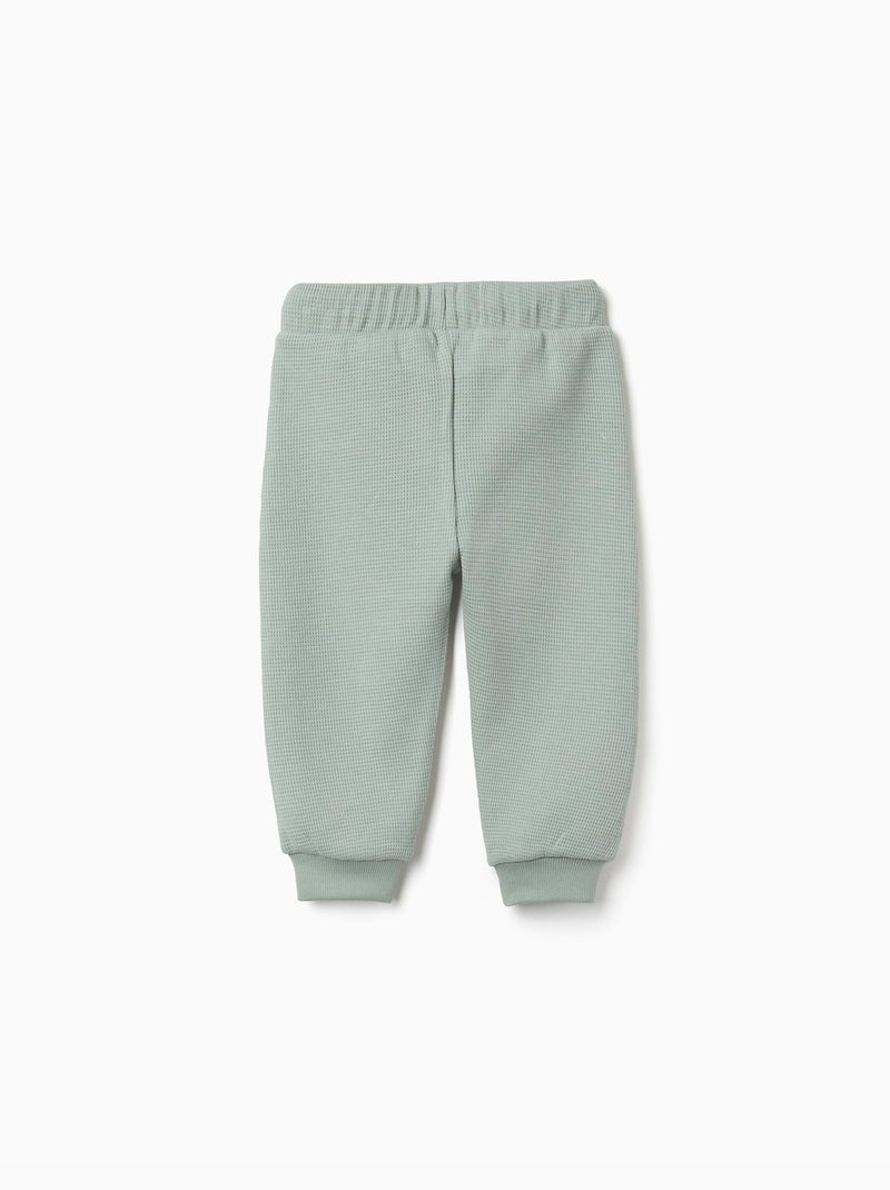 Pantalón de chándal con tela gofre y cordón Verde - Kiabi