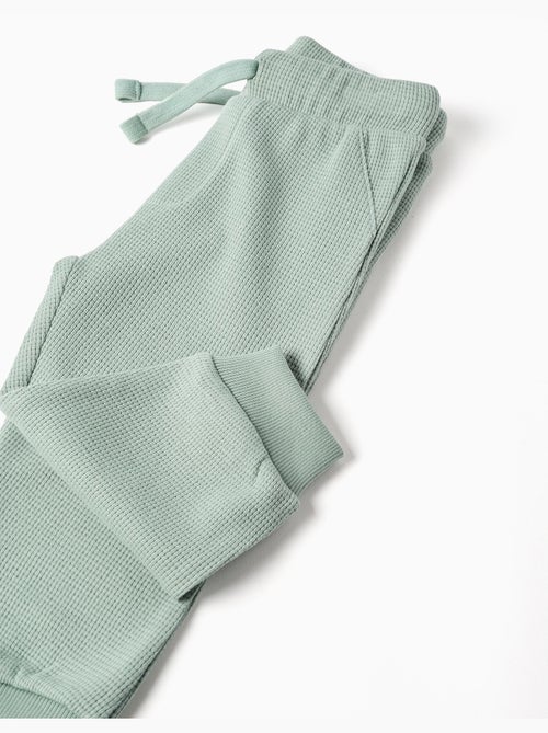 Pantalón de chándal con tela gofre y cordón - Kiabi