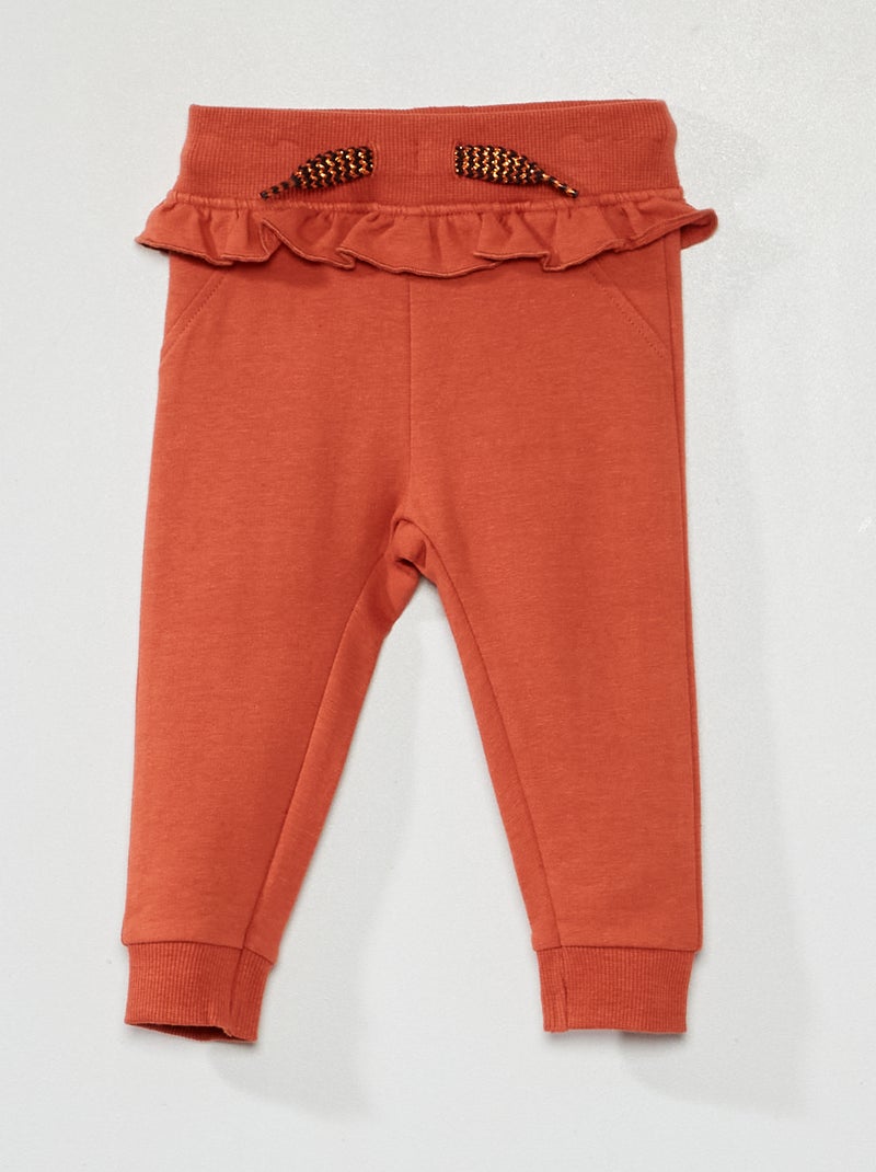 Pantalón de chándal con volante NARANJA - Kiabi