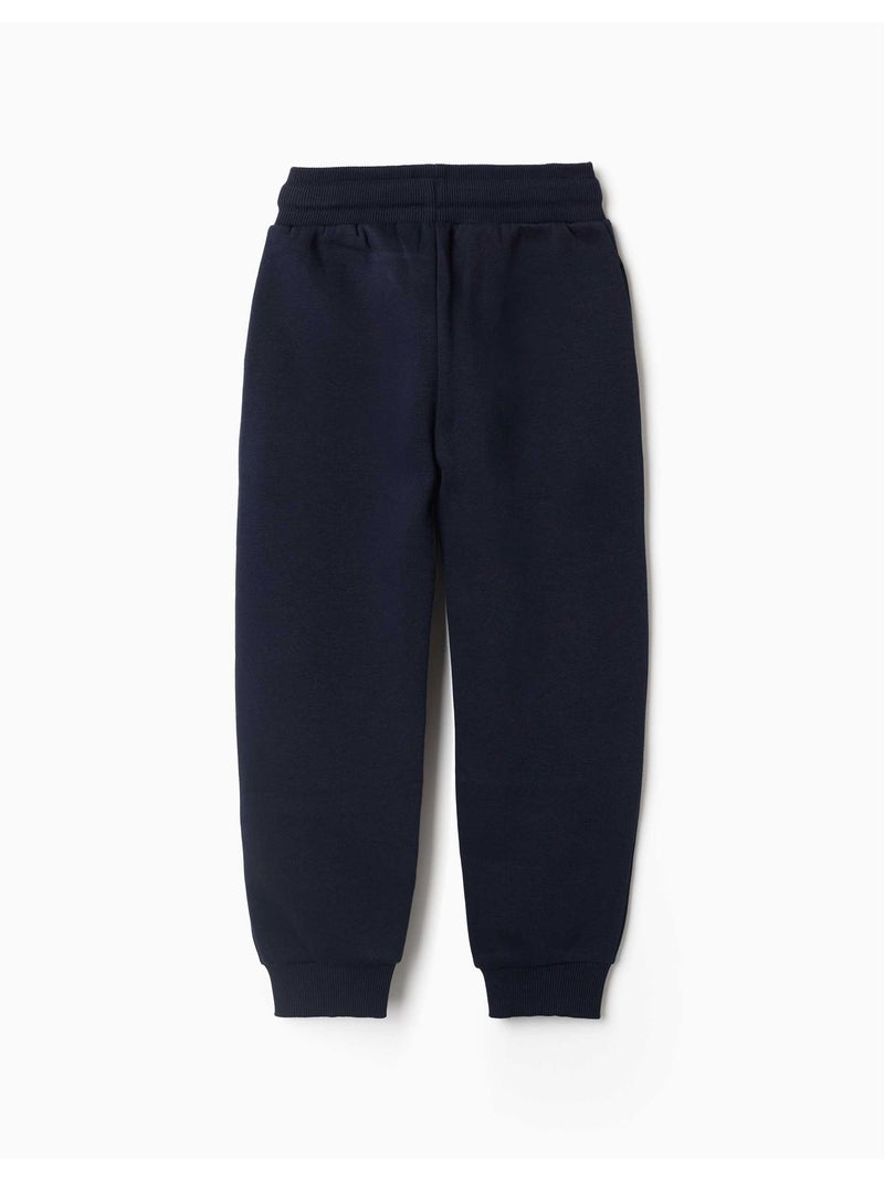 Pantalón de chándal de felpa ajustado con cordón Azul oscuro - Kiabi
