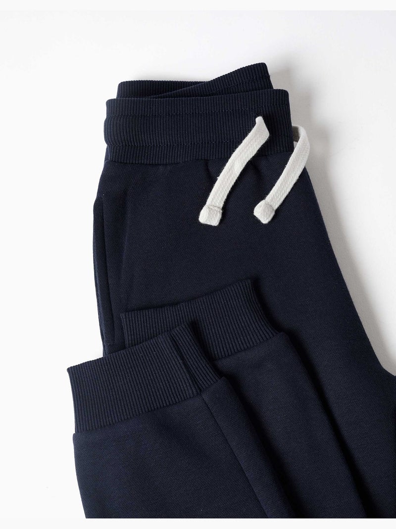 Pantalón de chándal de felpa ajustado con cordón Azul oscuro - Kiabi