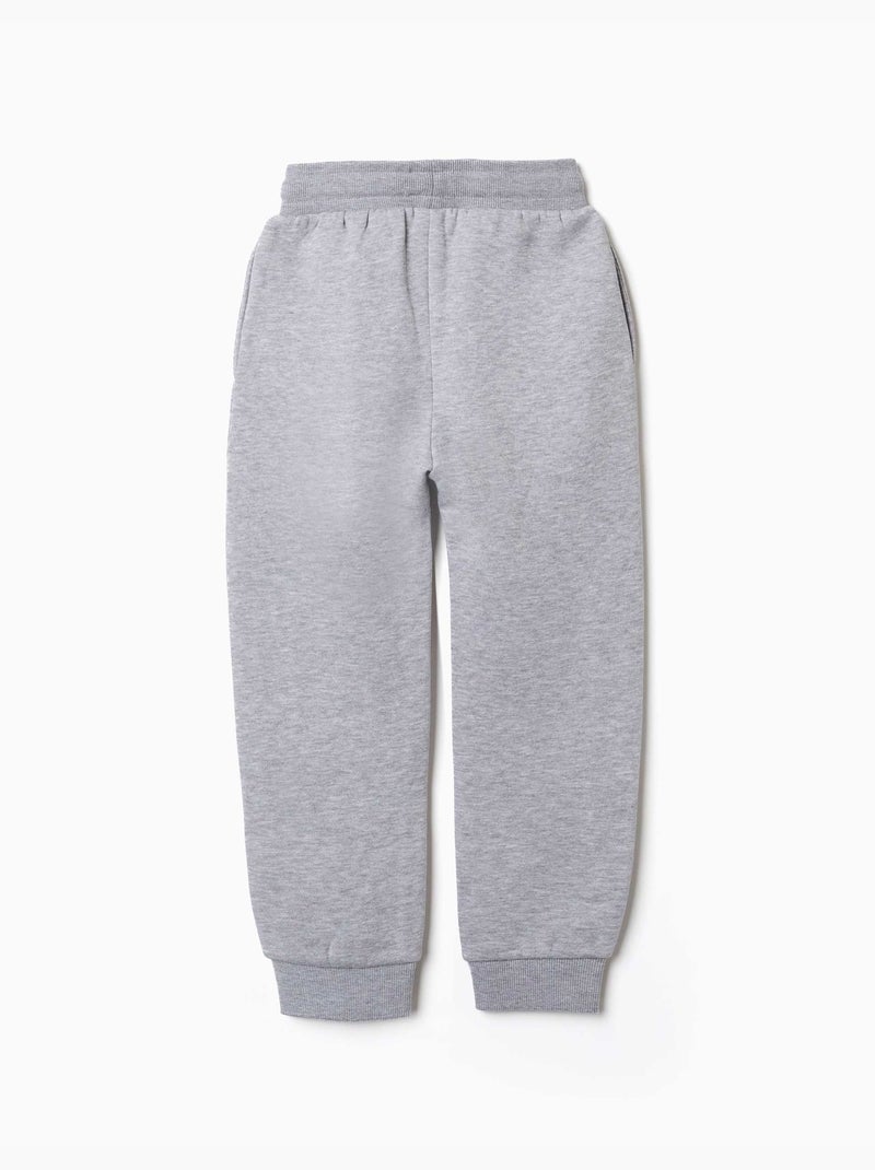 Pantalón de chándal de felpa ajustado con cordón Gris - Kiabi