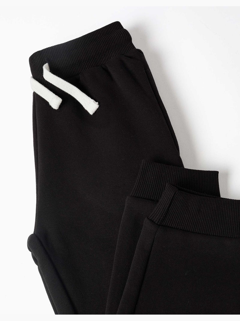 Pantalón de chándal de felpa ajustado con cordón Negro Negro - Kiabi