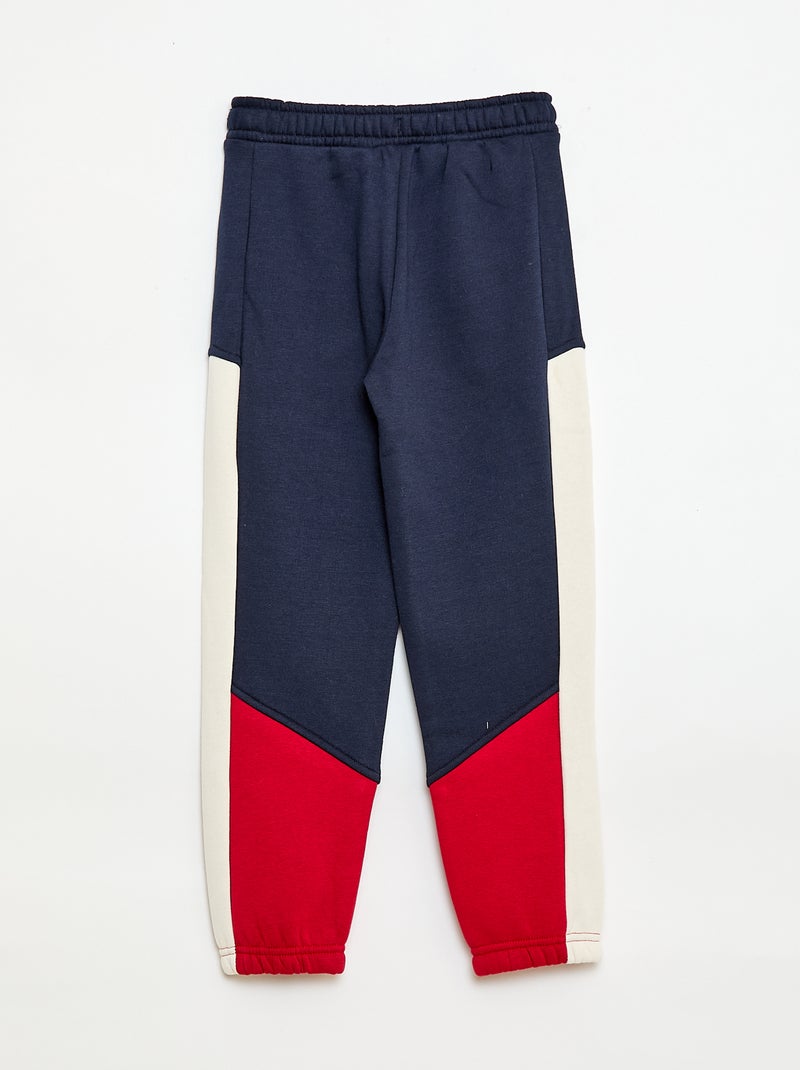 Pantalón de chándal de felpa con bloques de color Azul - Kiabi