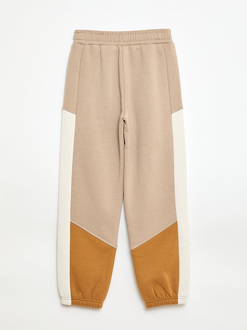 Pantalón de chándal de felpa con bloques de color Beige - Kiabi