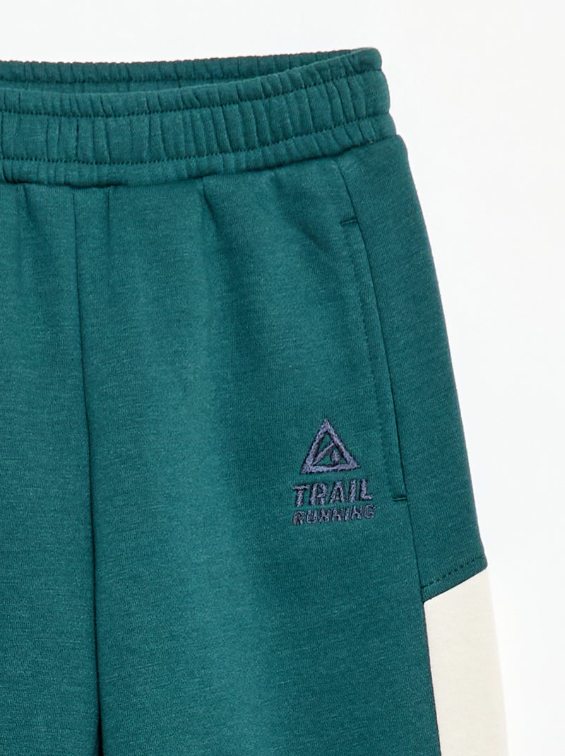 Pantalón de chándal de felpa con bloques de color Verde - Kiabi
