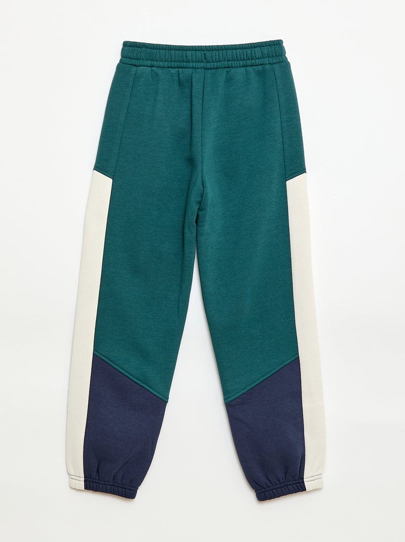 Pantalón de chándal de felpa con bloques de color Verde - Kiabi