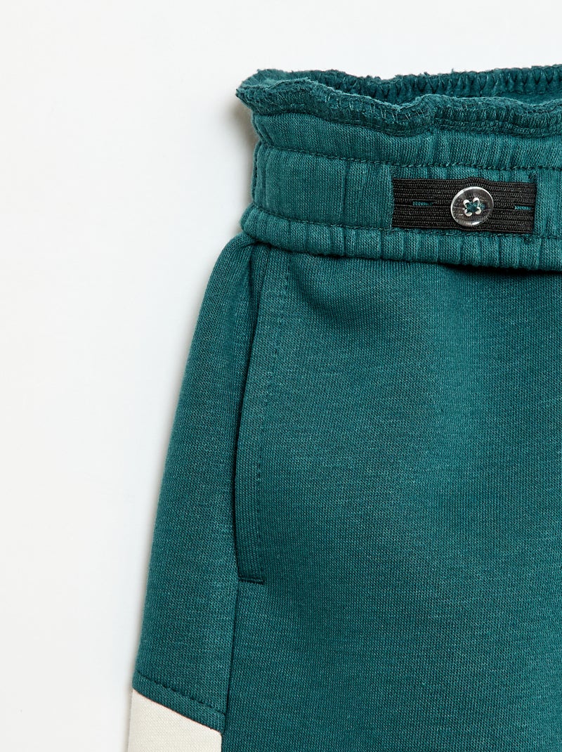 Pantalón de chándal de felpa con bloques de color Verde - Kiabi