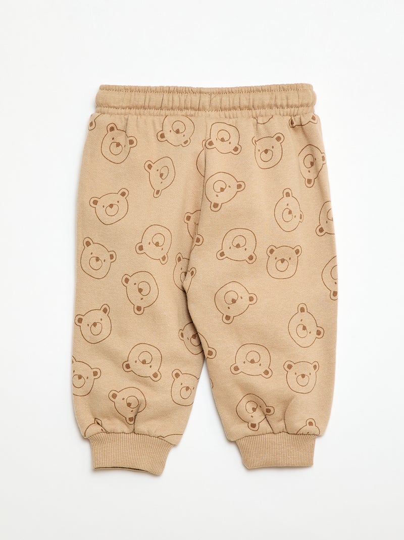 Pantalón de chándal de felpa con bolsillo canguro y orejas de fantasía Beige - Kiabi