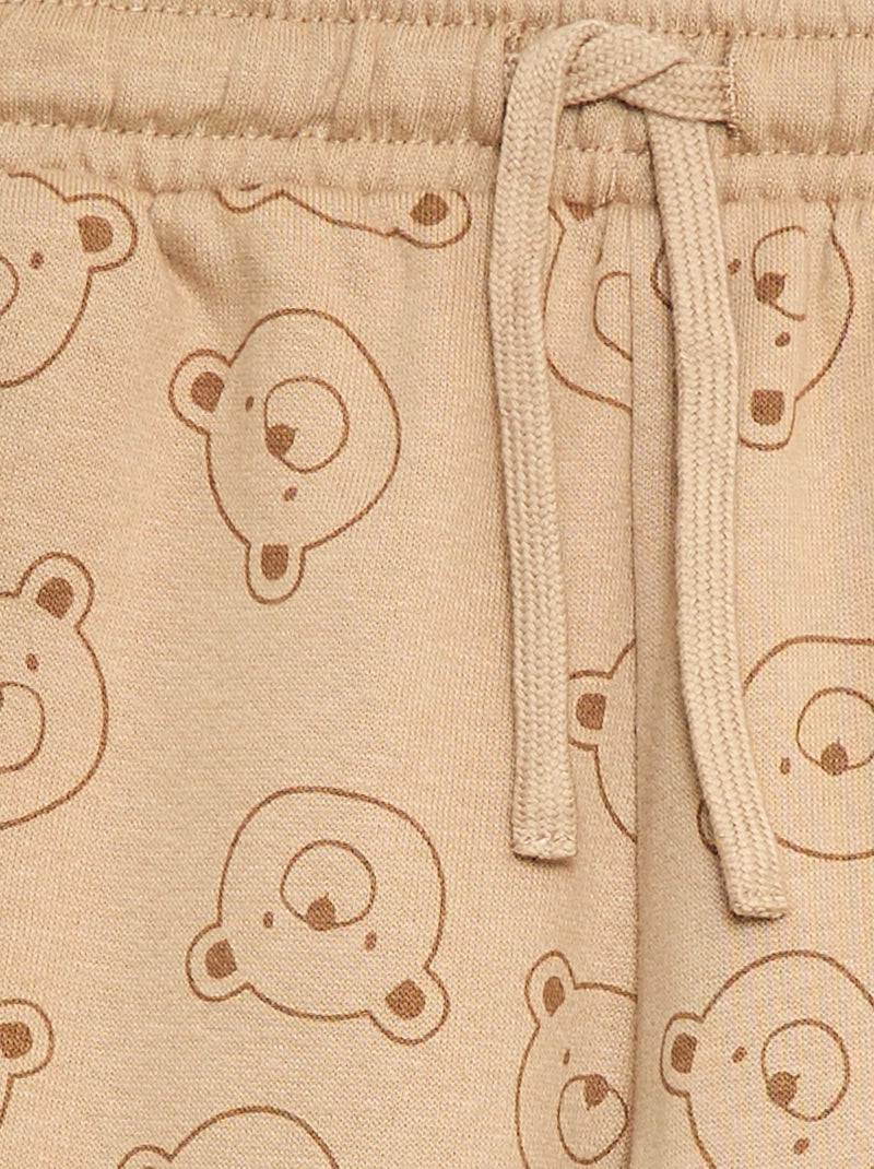Pantalón de chándal de felpa con bolsillo canguro y orejas de fantasía Beige - Kiabi