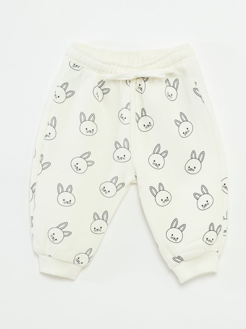 Pantalón de chándal de felpa con bolsillo canguro y orejas de fantasía Blanco - Kiabi